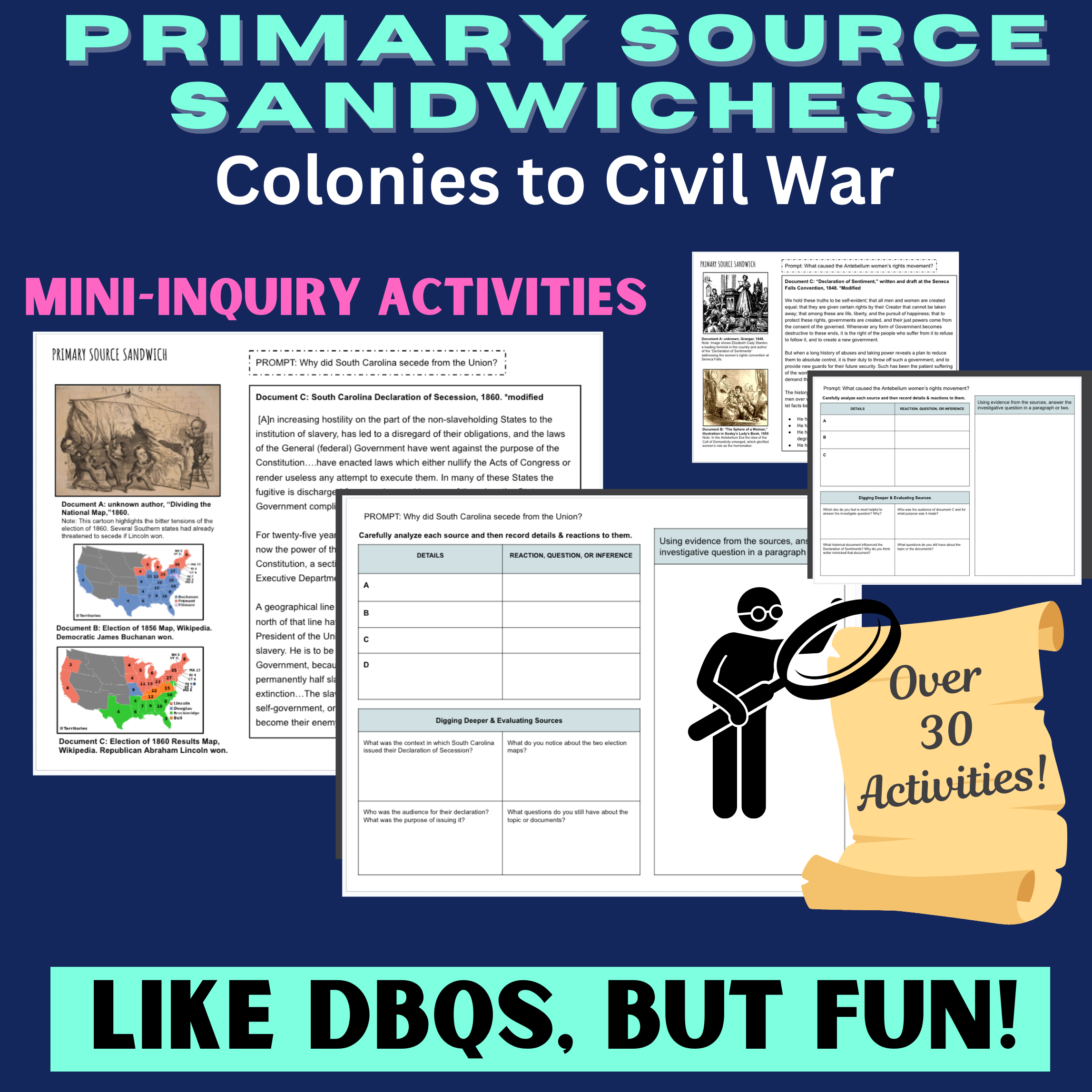 Mini-Inquiry Activities for US History I – History For Humans