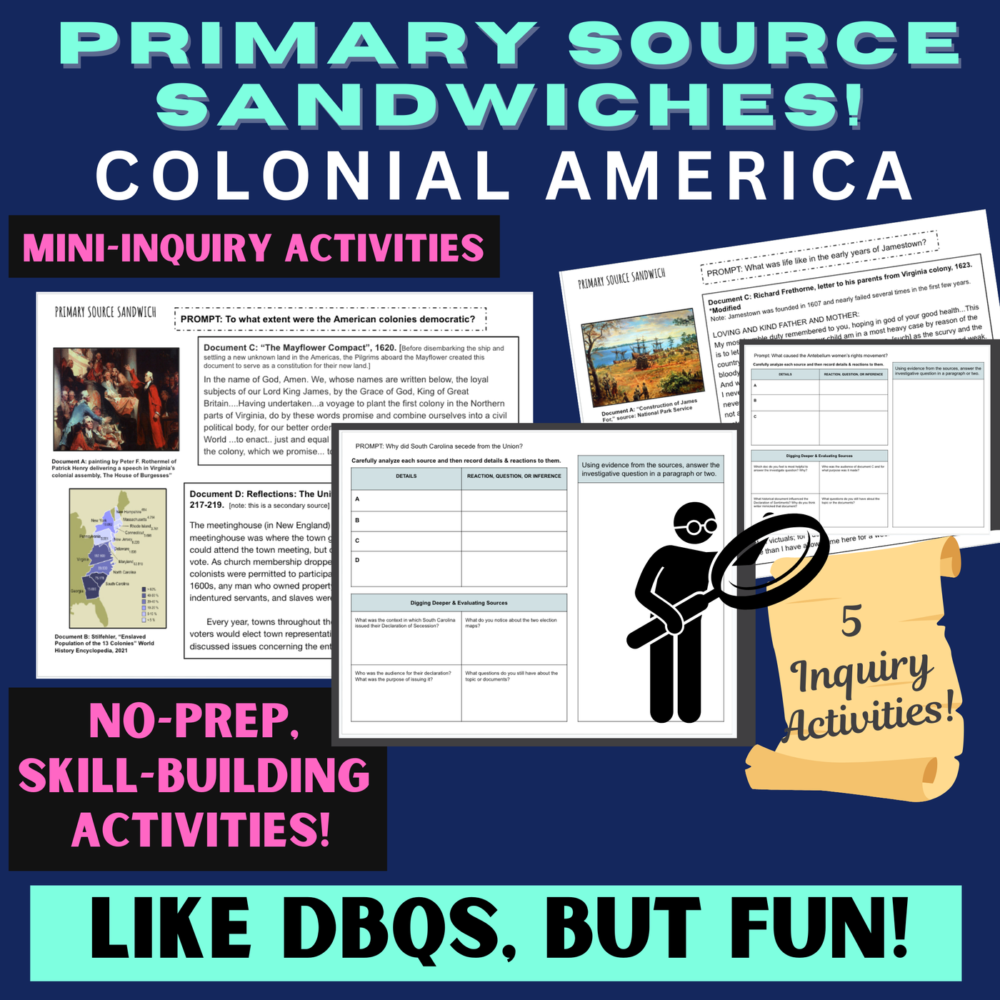 American Colonies Mini-Inquiry Activities