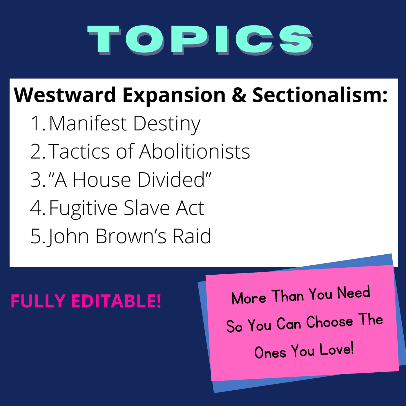 Westward Expansion & Sectionalism Mini-Inquiry Activities