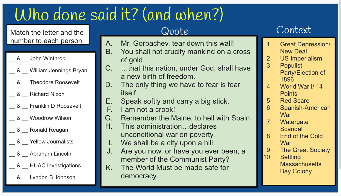 fun apush review activities