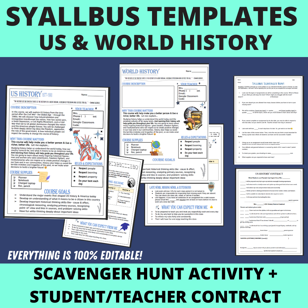 History Syllabus Template & Scavenger Hunt