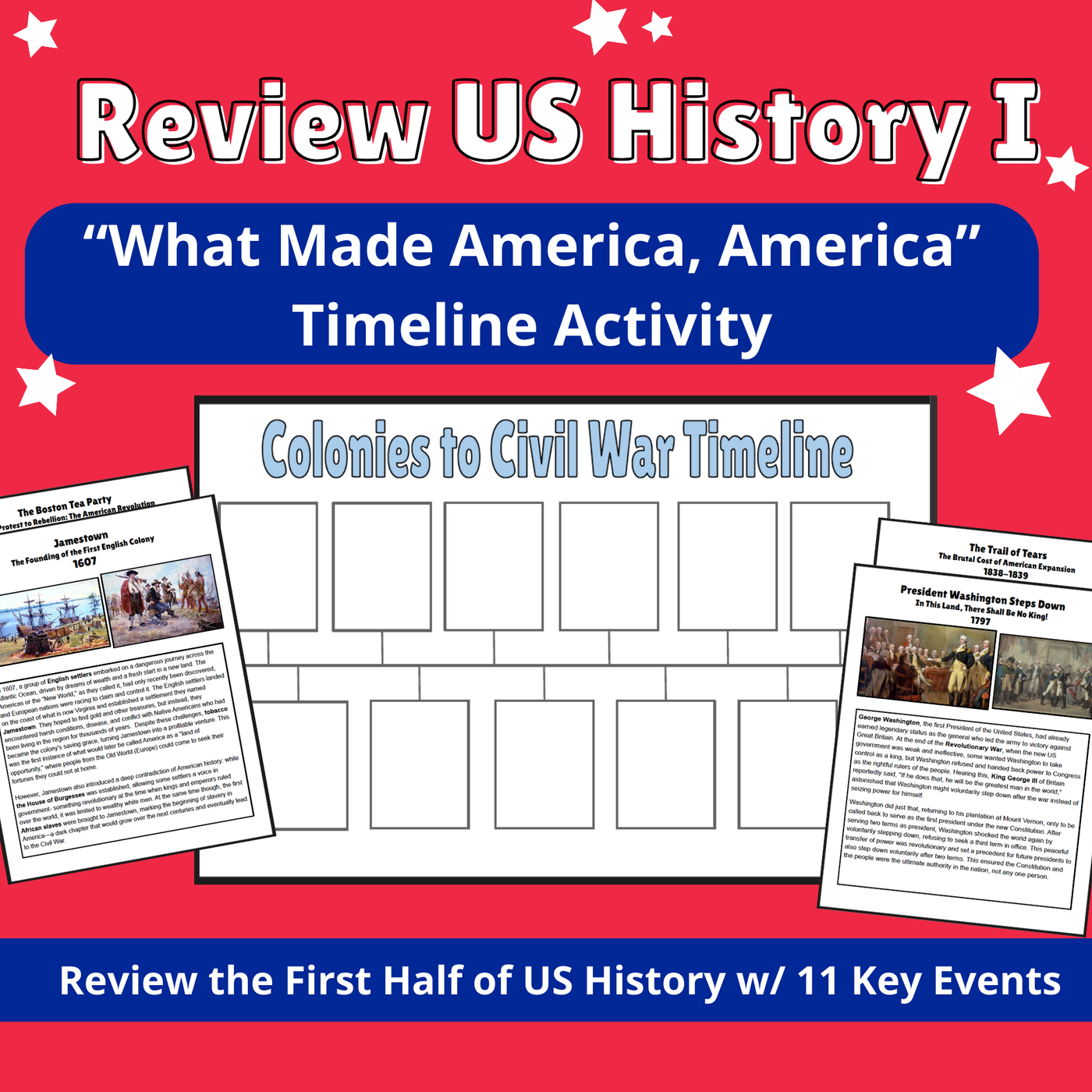 review the first half of US History