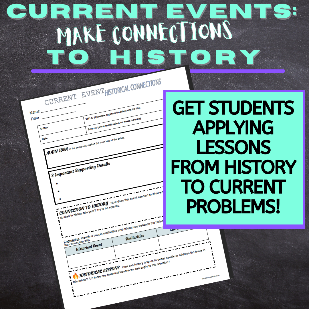Current Event Connection Current Event Template - MAKE CONNECTIONS TO HISTORY! – History For Humans